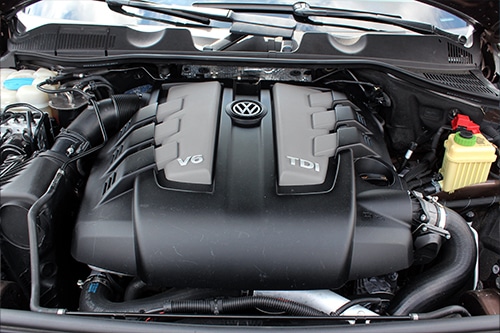 Close up Volkswagen diesel engine. Detail of diesel engine.